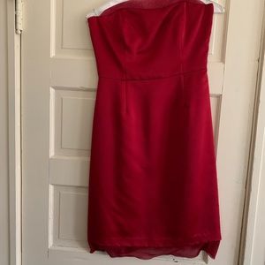 Red silk cocktail dress, sleeveless, size 8